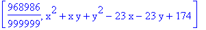 [968986/999999, x^2+x*y+y^2-23*x-23*y+174]